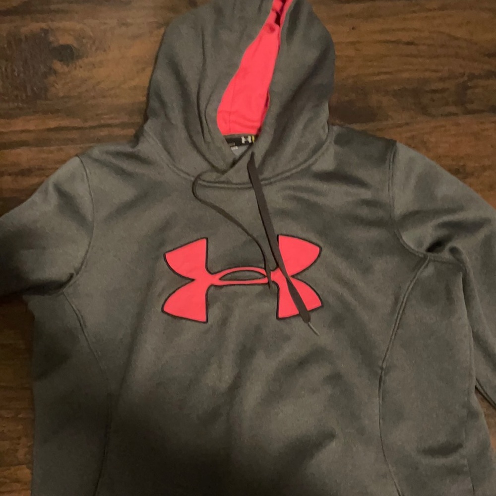 Grey and Pink Under Armor Hoodie